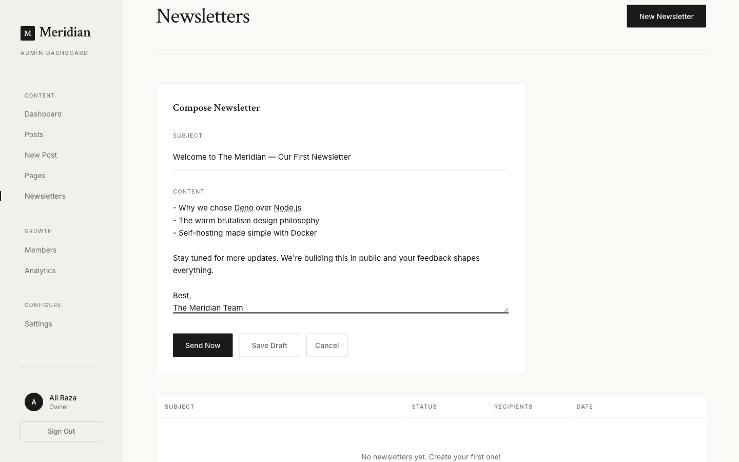 Newsletter composer